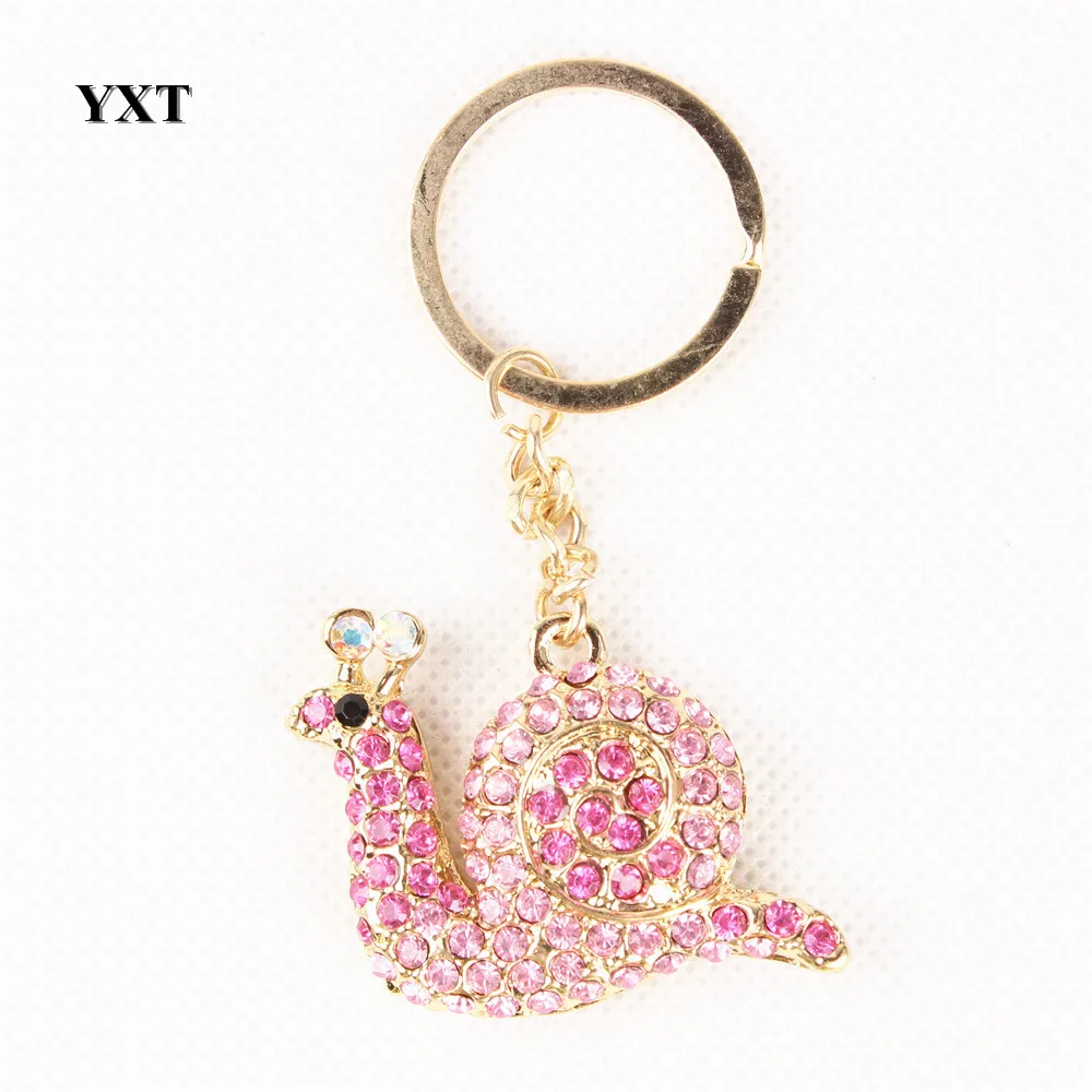 Pink Snail Pendant Crystal Purse Bag Key Ring chain Charm Lovely Accessories Gif 