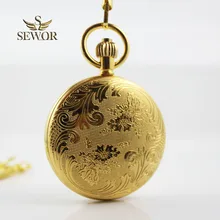SEWOR Топ бренд Благородные Золотые спортивные механические Moon Phase Tourbillon карманные часы C215
