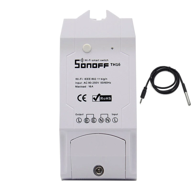 Sonoff TH 10A/16A умный переключатель Wi-Fi контроллер с температурным датчиком и водонепроницаемым контролем влажности домашняя Автоматизация - Комплект: TH16 With DS18B20