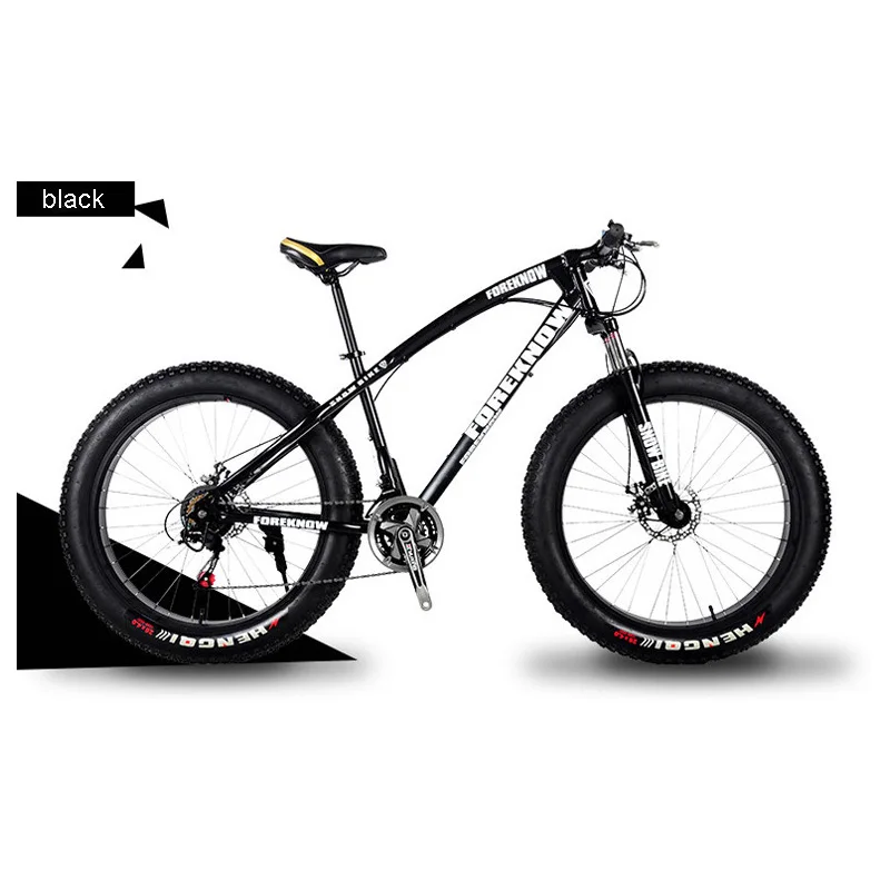 Bike Variable Speed Bicycle 40 Knife Off-road Beach Snow Mountain Bike 4.0 Big Tyre Wide Tyre 24 Inches Bicycle Adults 27 Speed - Цвет: black