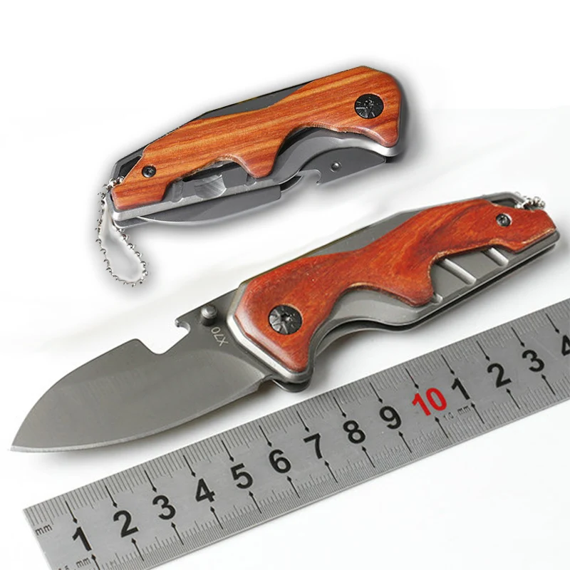 free shipping X70 steel Folding Knife Wood Handle Survival Tactical