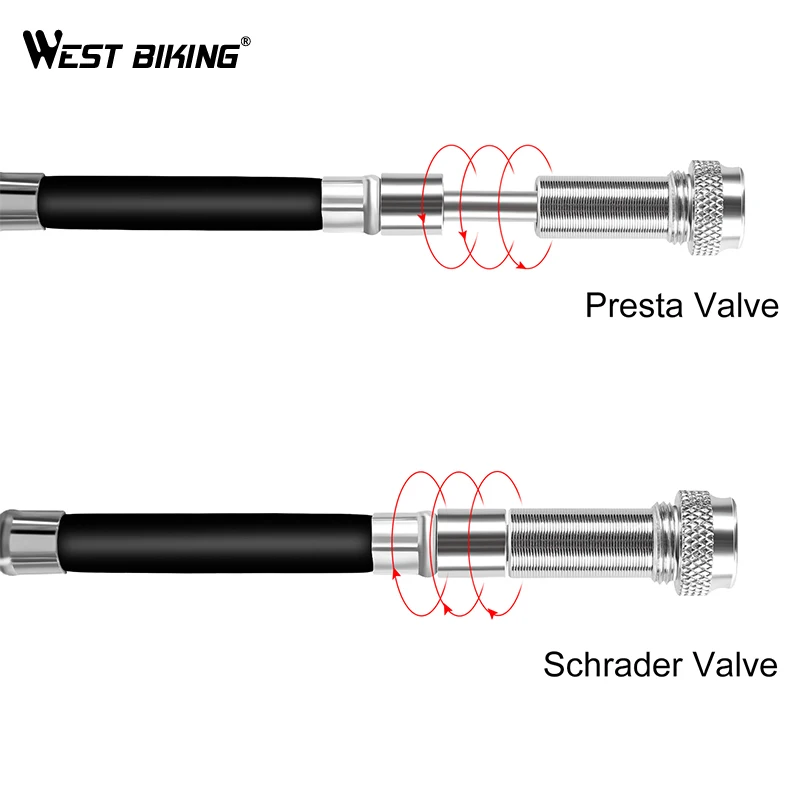 WEST BIKING велосипедный насос из алюминиевого сплава 160PSI калибровочный шланг для шин велосипедный воздушный насос дорожный горный велосипед аксессуары ручной велосипедный насос
