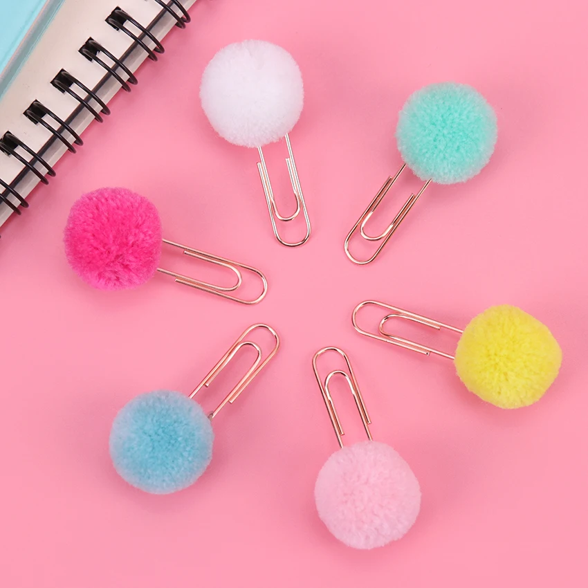 

3PCS Modeling Paper Clips Metal Material Hairball Rose Gold Shape Bookmark Memo Clips Office Stationery Supplies