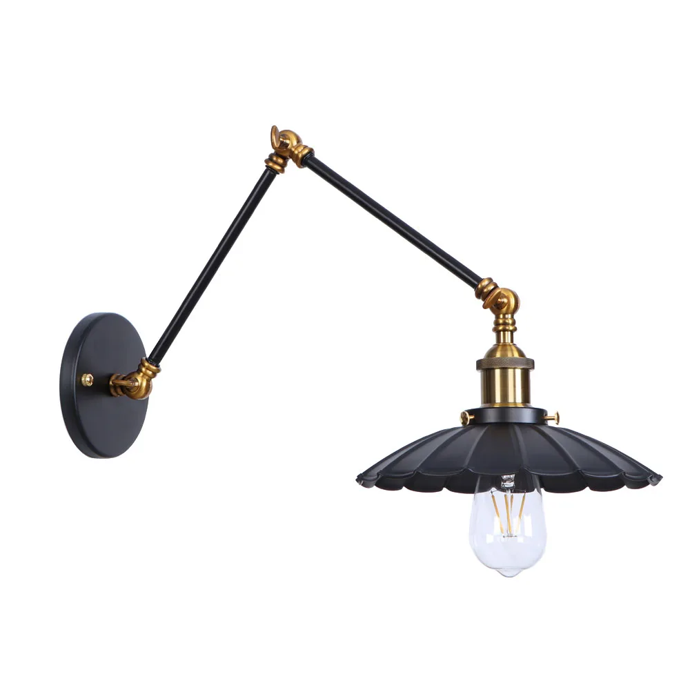 

Half black American Village Wall Lamp E27 Bulb with lampshade Iron restaurant led wall lamp bar Bedroom wall light RWL0019