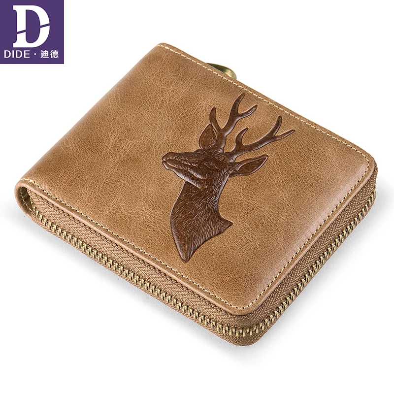 

DIDE Cowhide Men Wallet Short Coin Purse Male Vintage Genuine Leather Wallets Brand Designer Original Design Wallets Card Holder