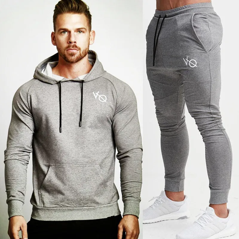 

Men Running Sportswear Sweatshirt/Sweatpants Gym Fitness Workout Training Hoodies/Pants 2pcs/Sets Male Jogging Sports Clothing