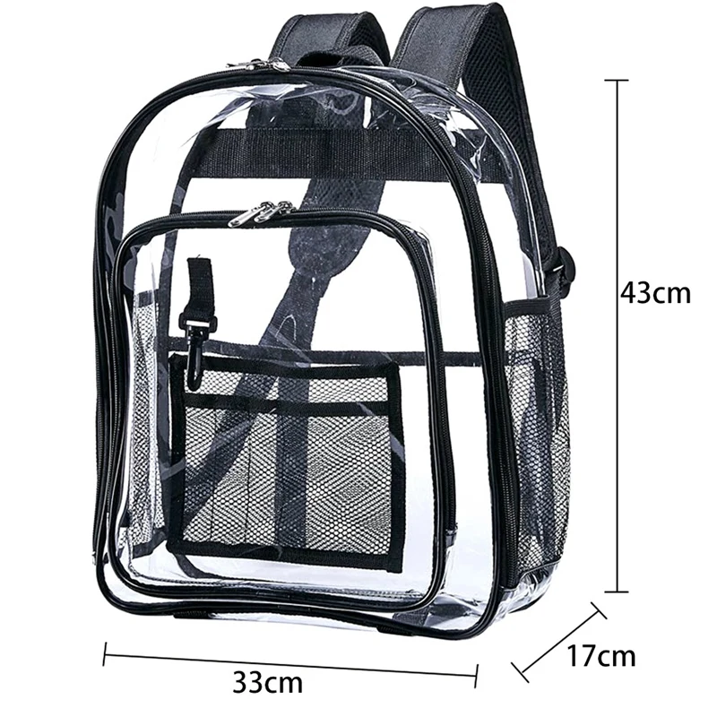 LJL-сверхмощный прозрачный рюкзак, прозрачность безопасности Школьный рюкзак, см. Через книжную сумку для работы, проверки безопасности и