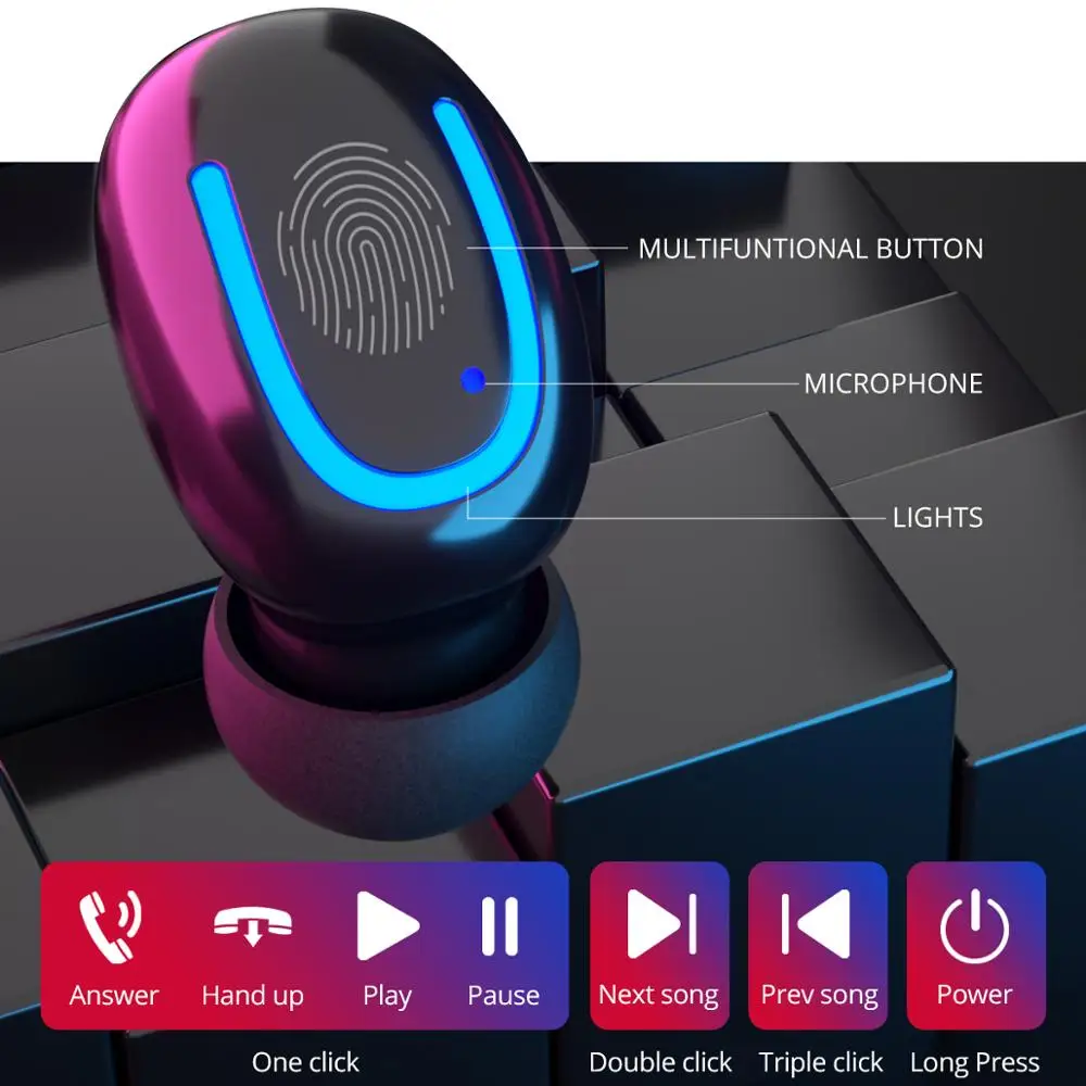 ANMONE Bluetooth 5 0 Earphone Q32 TWS Wireless Earphones Stereo Sound Gaming Earbuds with Power Bank Earpiece For Phone