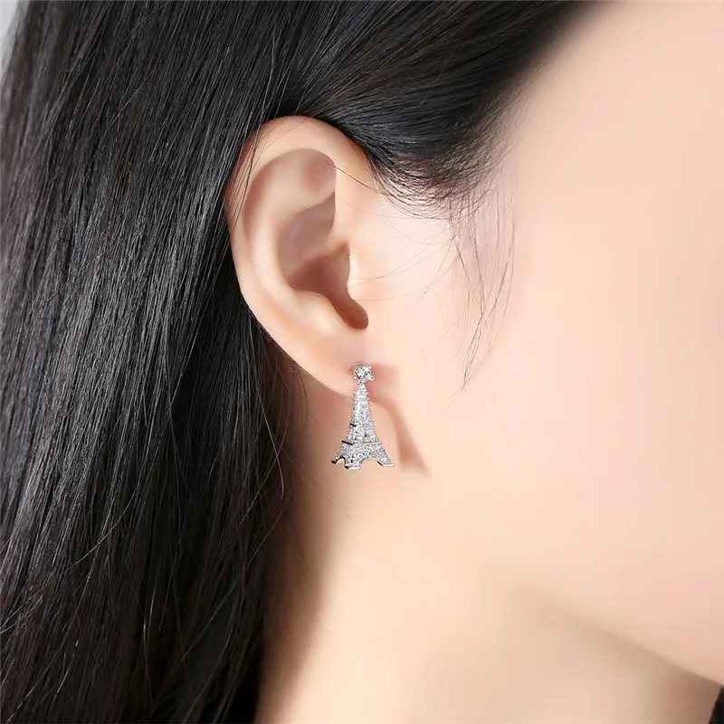New Eiffel Tower Stud Earrings Personality Loving Couples Gifts For Women Wedding Jewelry Earring Fashion Brincos Wholesale E263 (3)