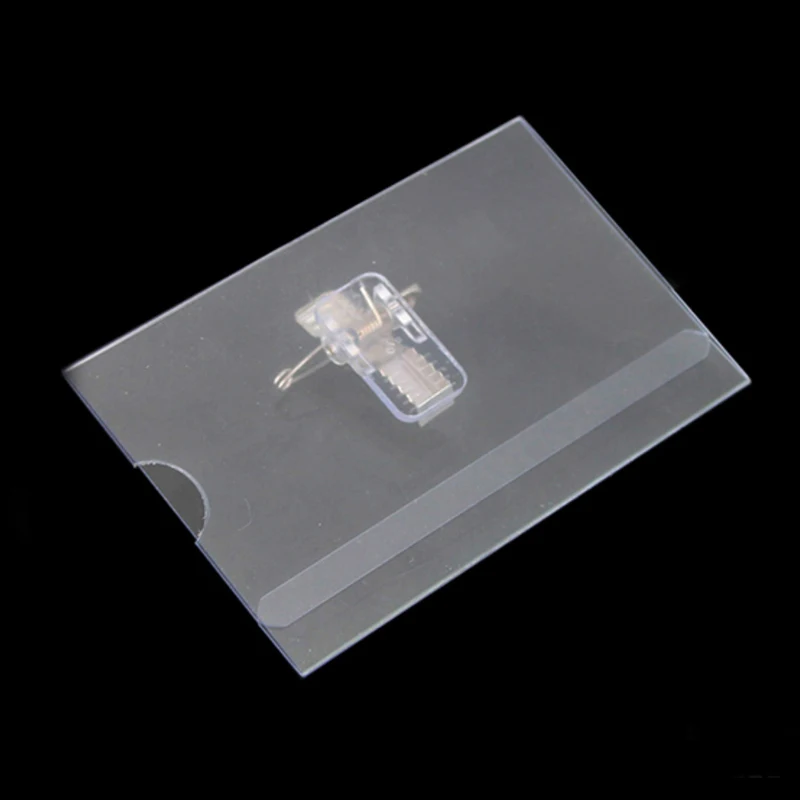 20pcs//lot Thicken PVC Horizontal Style Badge Holder With Pin and Metal Clip