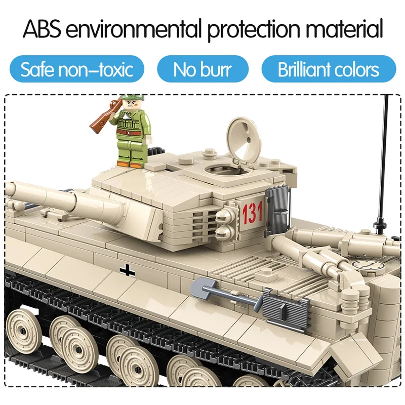 Military German King Tiger 131 Tank Building Blocks Legoingly WW2 Army Soldier Weapon 1018 Pcs Bricks Kits Education Toys for Bo