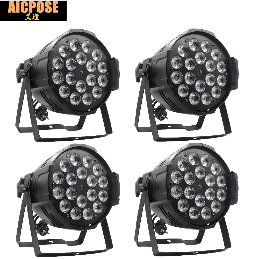 Luz do Estágio 4 Unidades e lotes 18 12 w Alumínio Luz Led Par 18×12 w Rgbw 4in1 Led Par Pode Par 64 Refletor Led Wash Iluminação Projetor dj