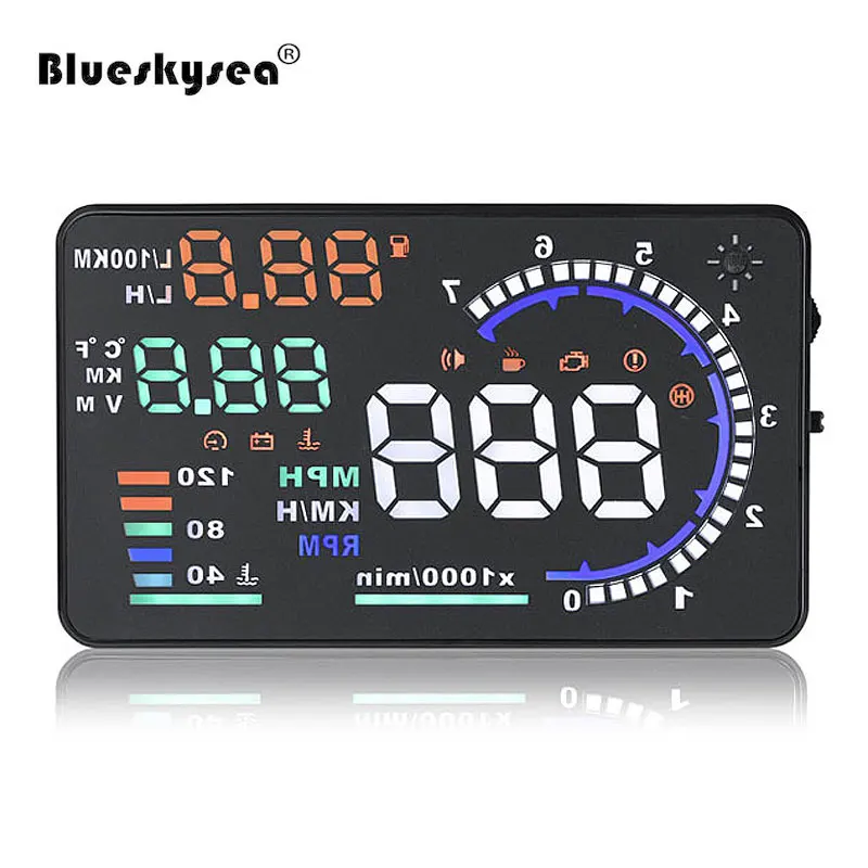 

5.5" HUD Car Head Up Display Windscreen Projector OBD2 Scanner Speed Warning Fuel Consumption speedometer windshield obd gauge