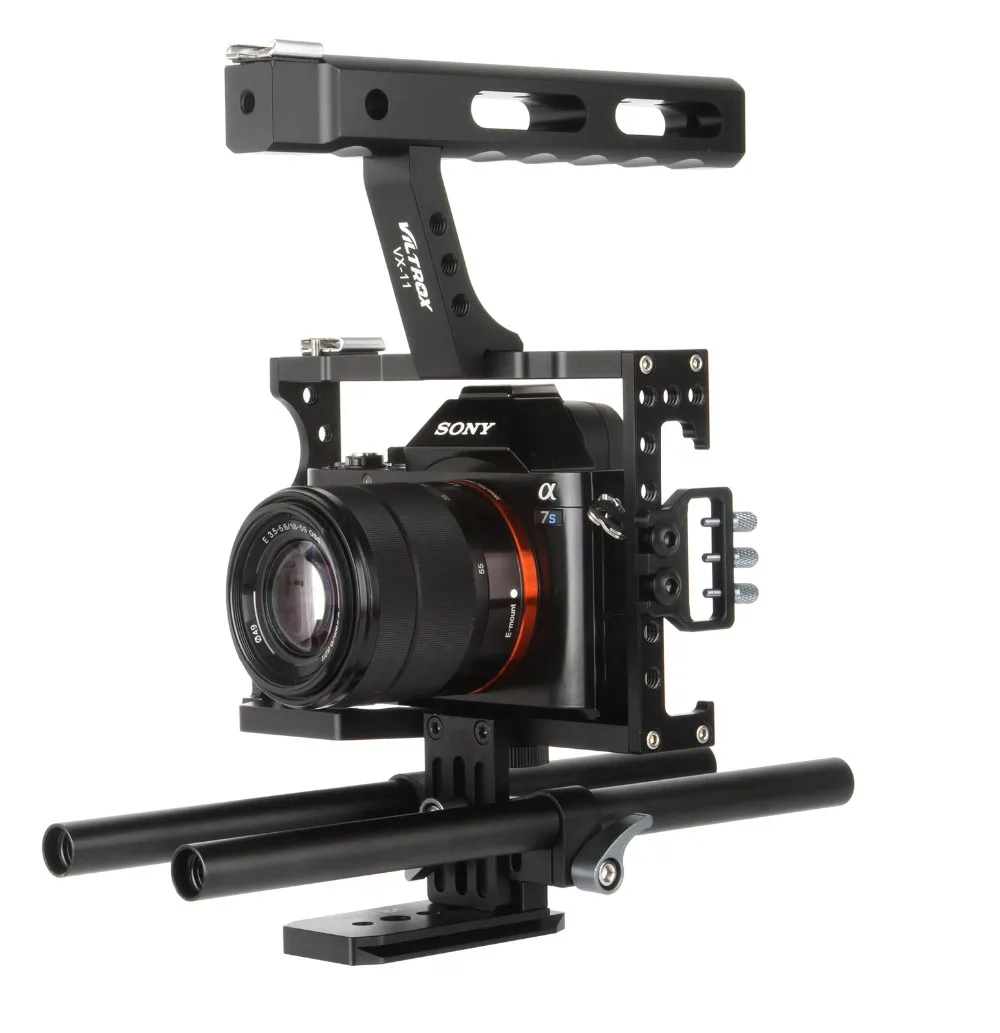 Viltrox 15mm Rod Rig DSLR Camera Video Cage Kit Stabilizer+Top Handle Grip for Sony A7 II A7R A7S A6300 A6500 Panasonic GH4 GH3