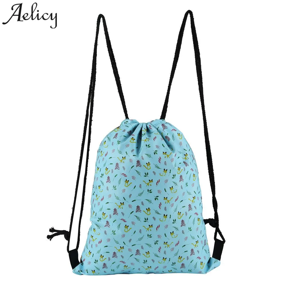 

Aelicy 2018 flower striped Drawstring Bag Satchel woman Backpack Bags Canvas Schoolbag Girls Bundle Pocket Drawstring Rucksack
