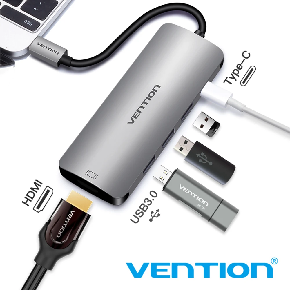 Vention USB C концентратор USB-C HDMI type C PD 3 USB 3,0 разветвитель адаптер для MacBook samsung Galaxy S9/S8/S8+ mate 10 концентратор USB type C