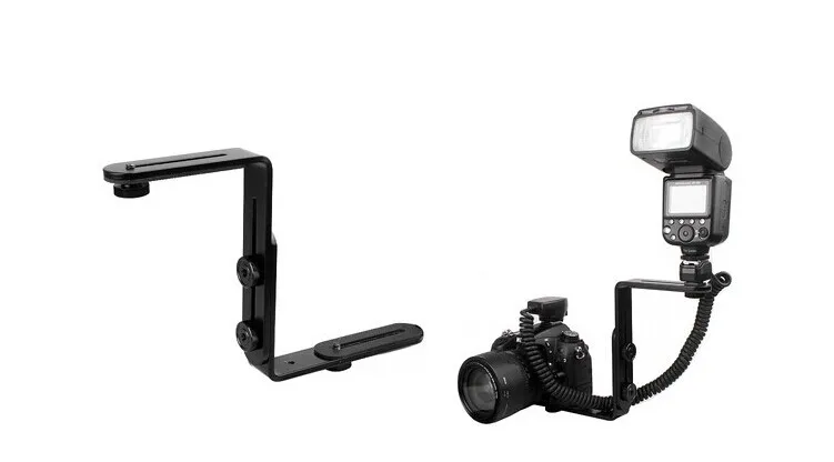  Photo Studio Accessories Universal Adjustable Dual-L Flash Bracket Stand Support Holder for DSLR Ca