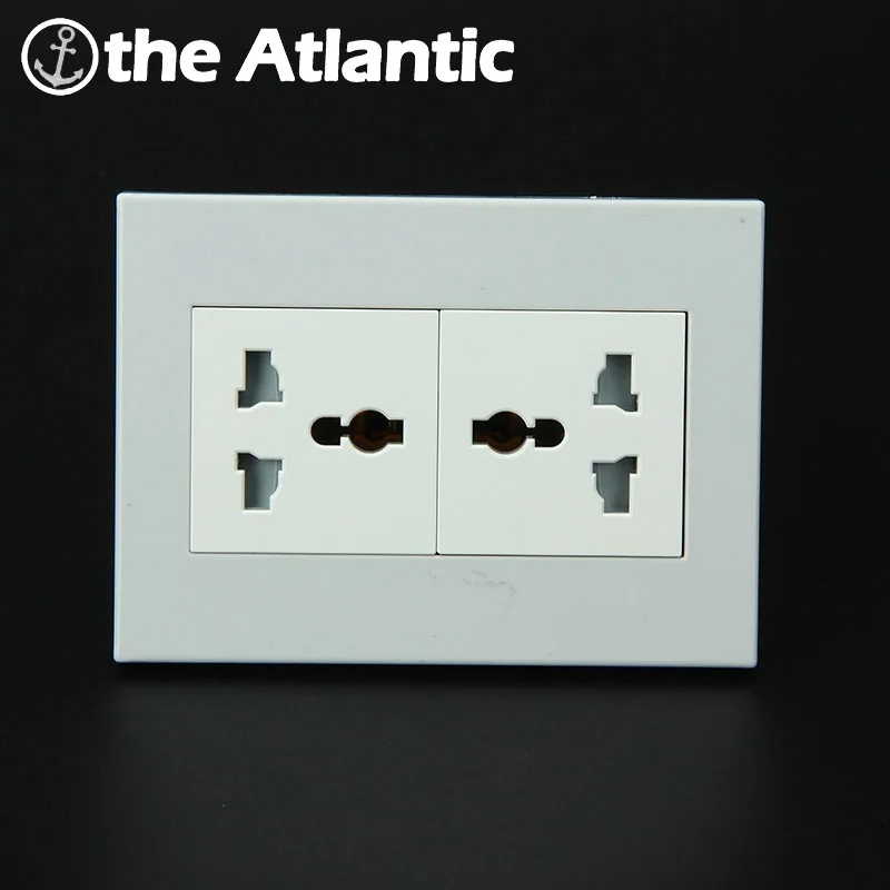 Atlantic 10A двойная универсальная настенная розетка белая панель из поликарбоната