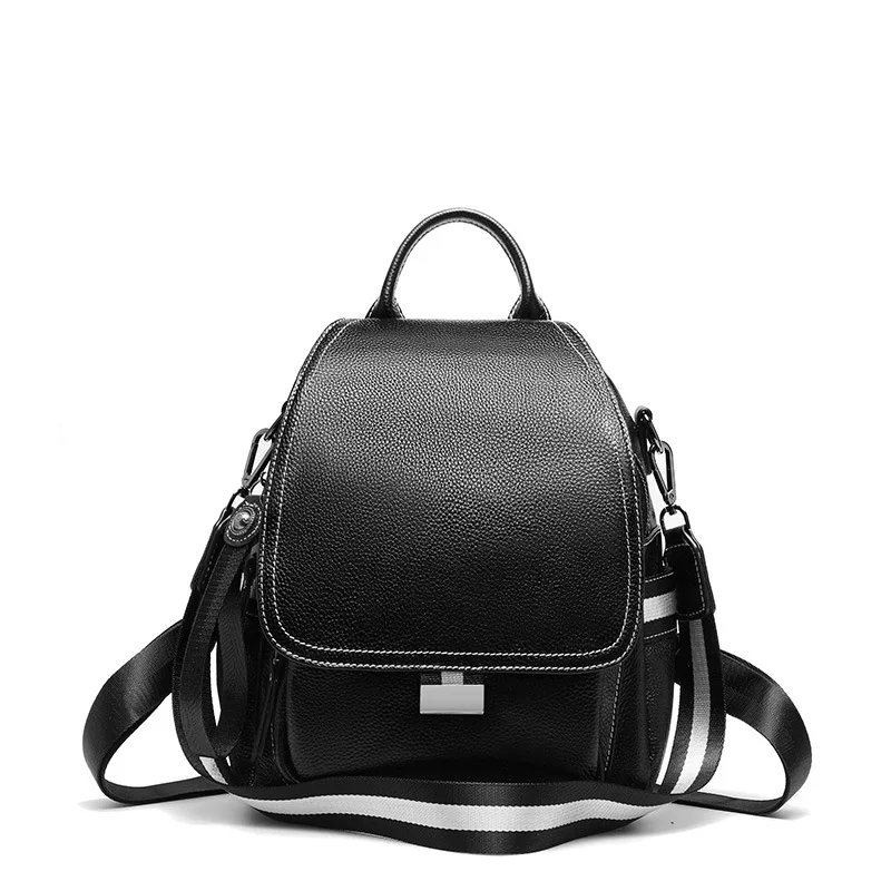 

Boshikang High Quality Genuine Leather Women Backpack Fashion School Bags For Teenager Girls Casual Women Black Backpacks