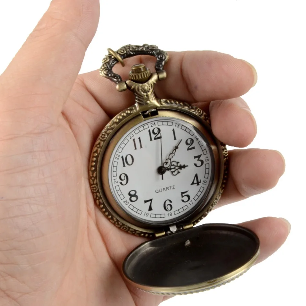 Ретро Бронзовый кварц карманные часы псевдо-антиквариат часы с морской пехоты Цепочки и ожерелья часы мужские рождественские подарки