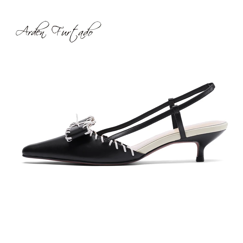 

Summer 2019 fashion pointed toe women's shoes sandals sling back buckle back strap elegant genuine leather butterfly-knot mules