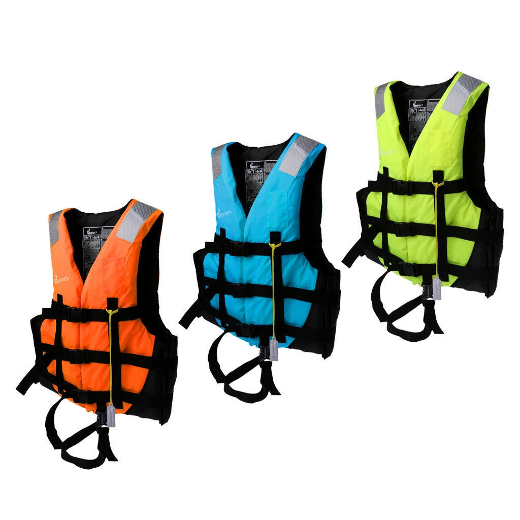 Unisex High Visible Life Jacket Safety Vest with Whistle for Kayak Canoe Boat Swimming Fishing Vest Buoyancy Aid Men Women Kids 