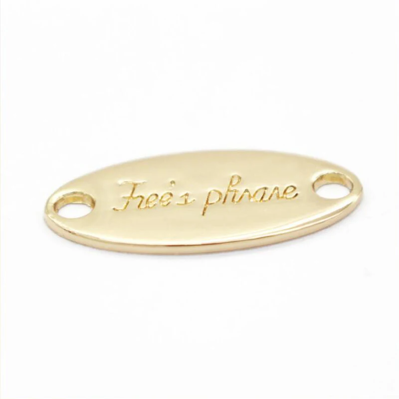

custom zinc alloy brand metal labels for garment small letters nameplate trademark 1.2*2.4cm sewing on clothes or shoes