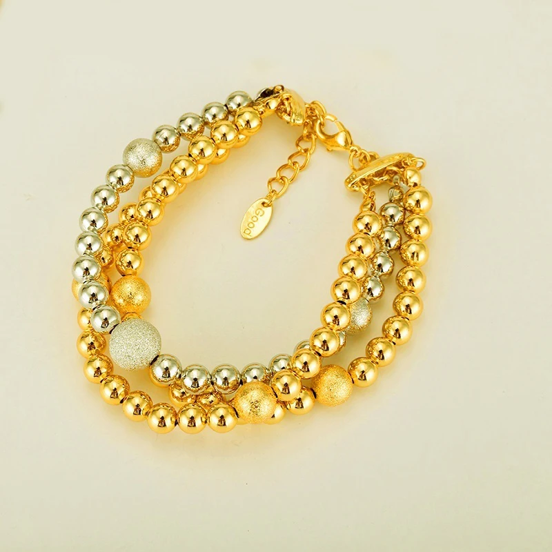 Двухцветные бусы из бисера ожерелье серьги браслет; Комплект бижутерии мяч для женщин золотистого цвета Африка/арабский/Ближний Восток/Эфиопский