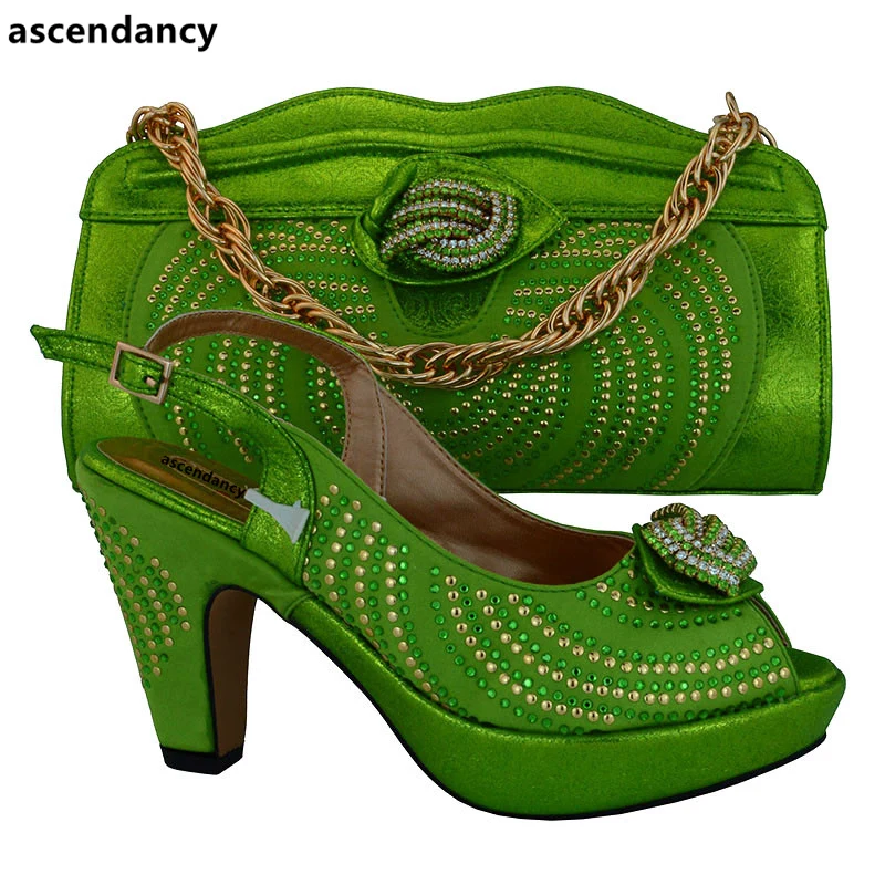 Lemon Green Color African Matching Shoes and Bags Italian
