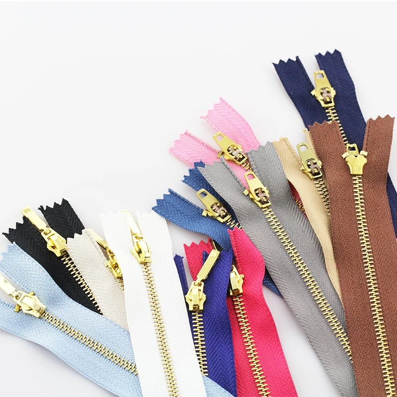 3# 5pcs 10/13/15/18/20cm metal brass auto lock close-end zippers for footwear fenim skirt sewing garment