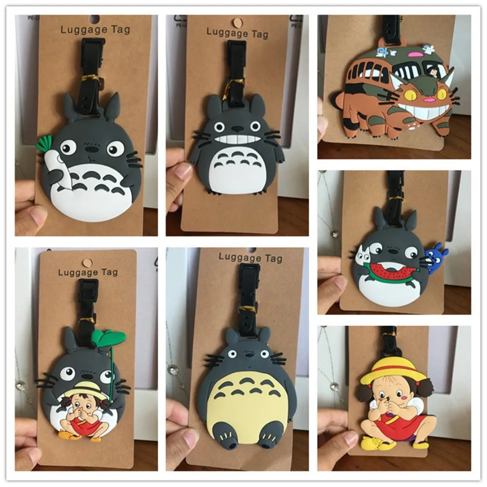 

My Neighbor Totoro Cartoon PVC Key chain Miyazaki Hayao Anime soft rubber luggage tag boarding pass bag tags hanging ornaments