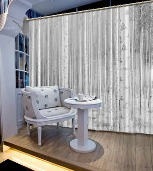 

3D Curtains Custom any size Snow white birch forest Scenery Digital Photo Printing Blackout 3D Curtains for Living Room
