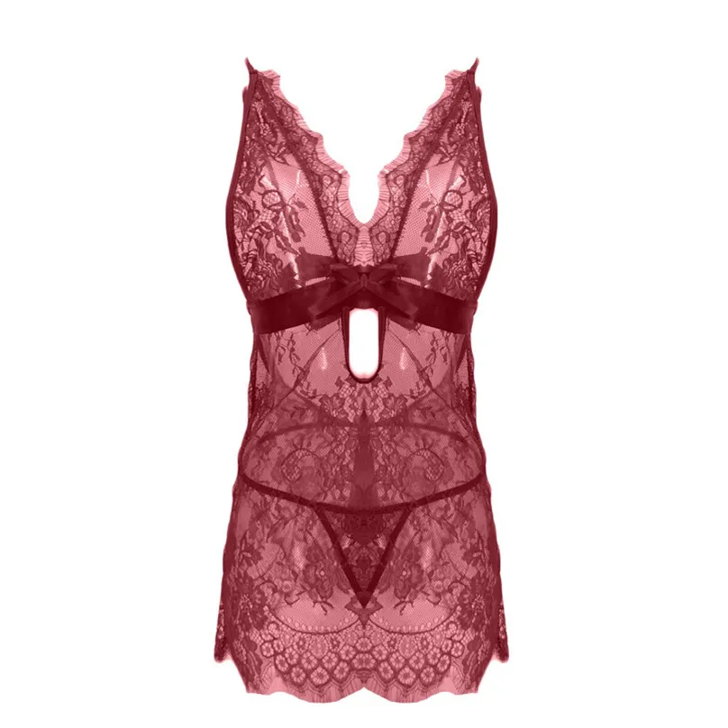 Женское сексуальное нижнее белье кружевное Babydoll Chemise Porno платье прозрачное Haltter