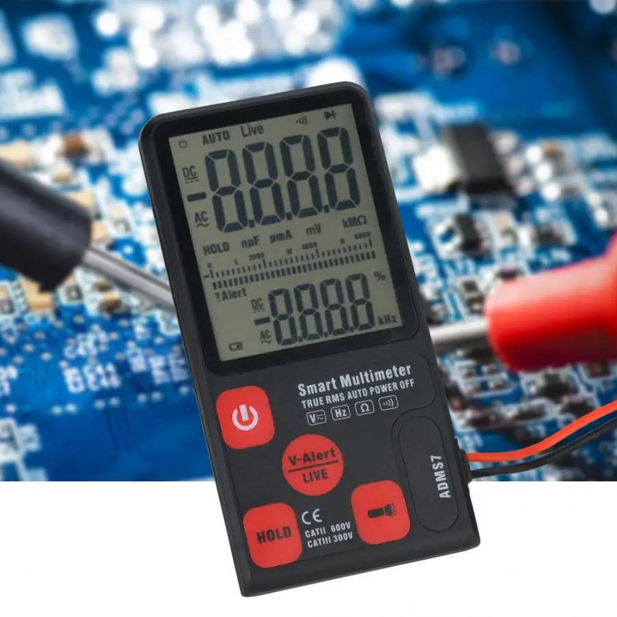 

BSIDE ADMS7 Ultra-Portable Digital Multimeter ADMS7 Large 3.5" LCD Display Display Voltmeter 6000 Counts AC DC Voltage Tester