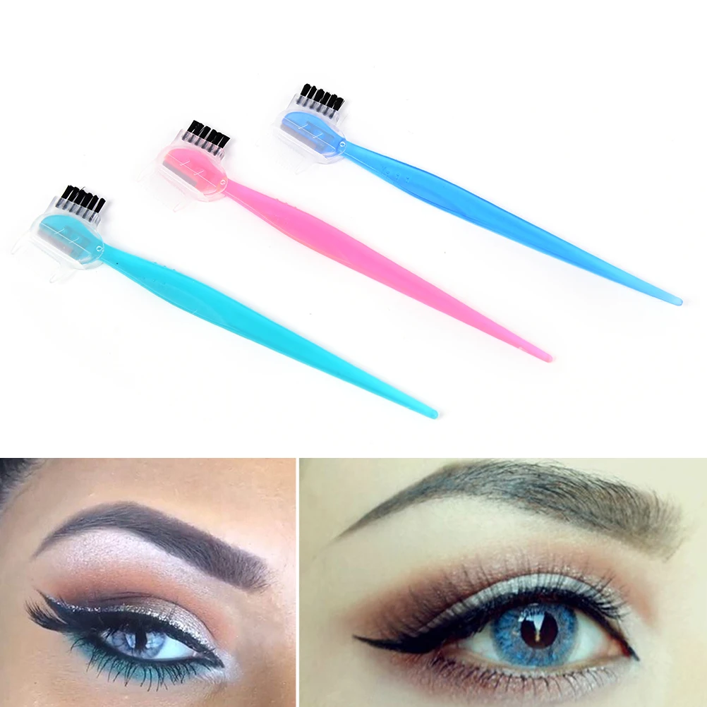 Mini Makeup Knife Shaper Blade Remover Tool 2pcs Eyebrow Razor Facial Hair Remover Eyebrow Trimmer Sharp With Comb Brush Cap