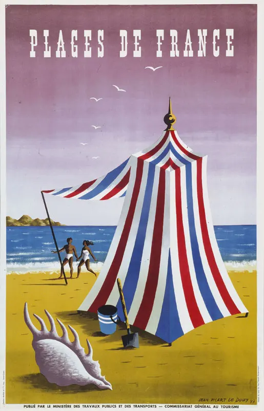 Франция туристические постеры Plage de France Классическая Настенная Наклейка холст