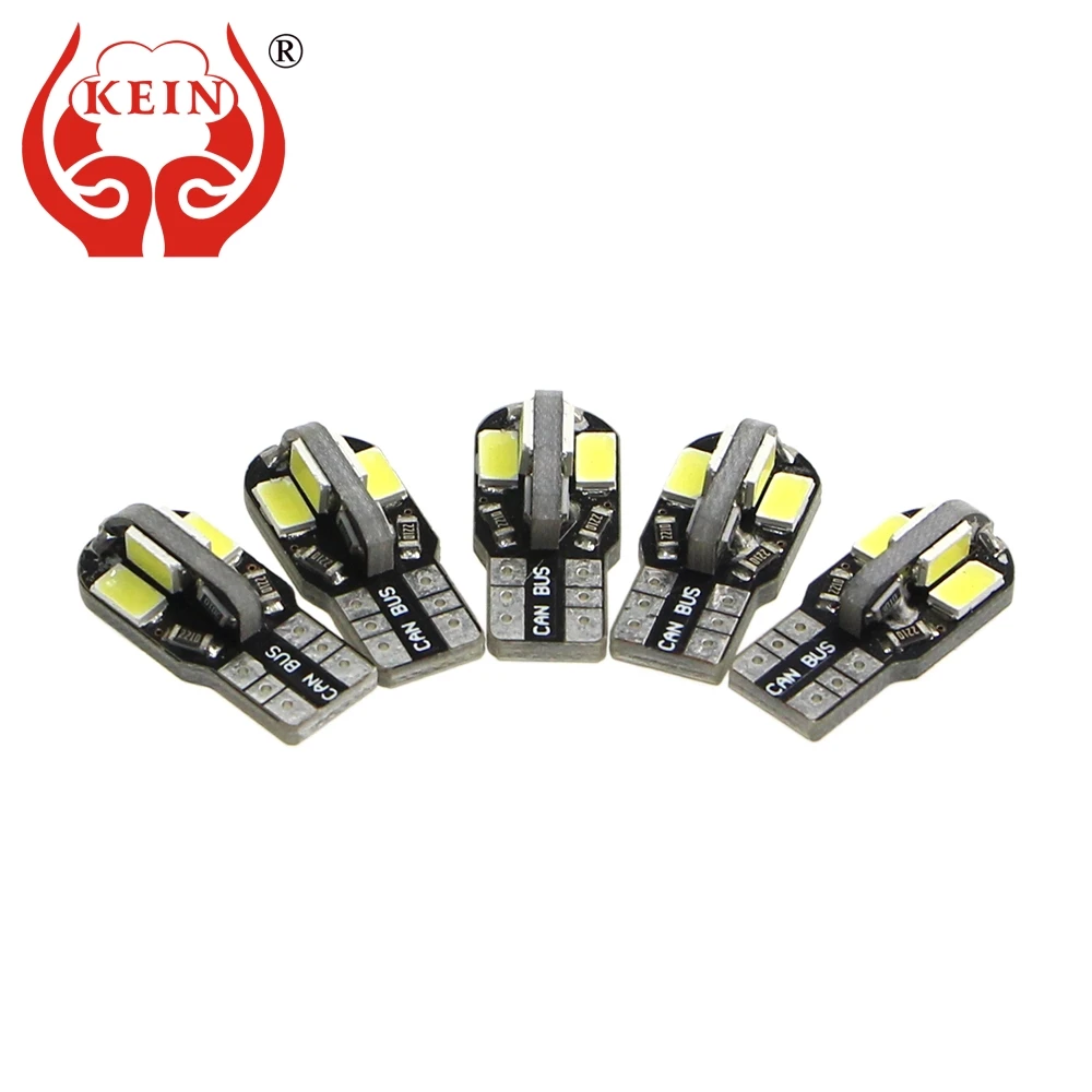 

KEIN 10pcs t10 led 8smd 5630 W5W led Bulb auto 194 5630 5730 CANBUS Side Wedge Parking Interior Lighting Signal Lamp car styling