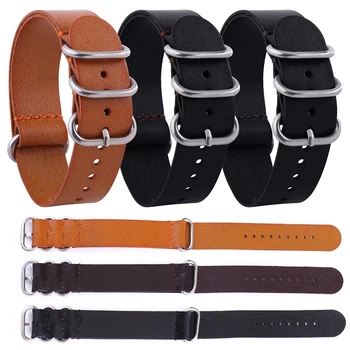 

LNRRABC 2019 new 18mm/20mm/22mm Watch Strap Genuine Military Buckle Army Leather New Mens Hair Jewelry high quality