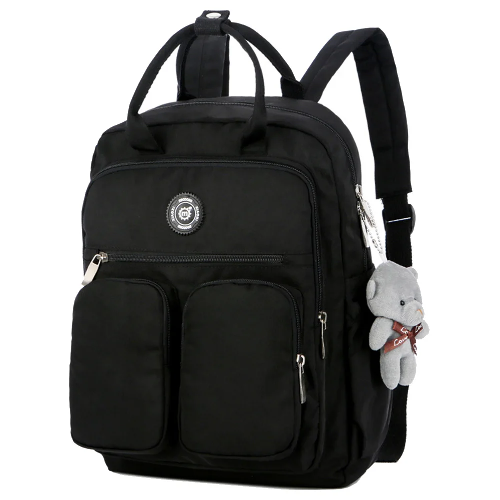 Новинка, повседневный женский рюкзак с несколькими карманами, большая вместительность, водонепроницаемый рюкзак для путешествий, школьный рюкзак на плечо - Цвет: Черный