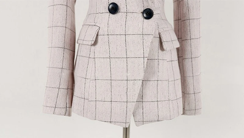 Офисный Женский комплект из 2 предметов, клетчатая куртка на одной пуговице, блейзер+ узкие брючные костюмы, рабочая одежда, модная женская одежда