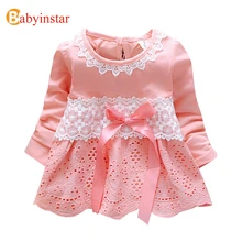 Babyinstar, лидер продаж года, Детские платья для девочек, платье принцессы Весенняя детская одежда с длинными рукавами платье с бантом для девочек