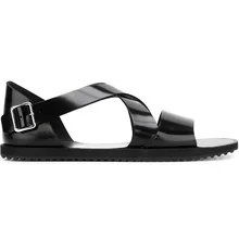 Летние мужские крутые римские сандалии обувь на плоской подошве г. Черные повседневные лоферы из итальянской кожи перекрестный ремешок с возможностью вырезания дырочек сандалии с пряжкой