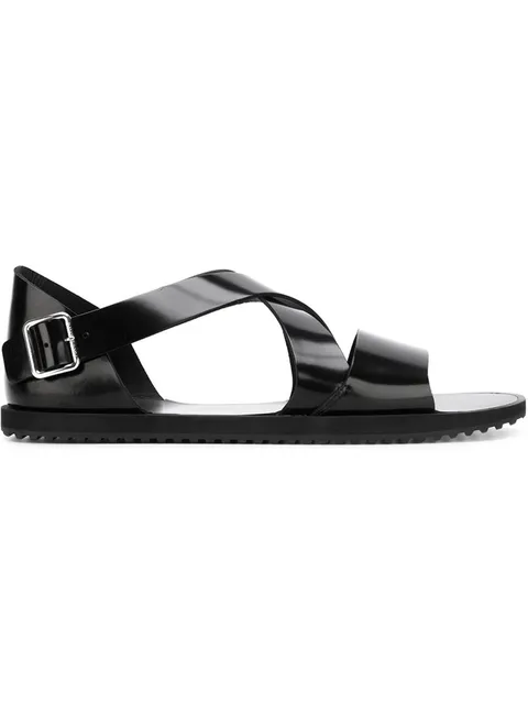 Mens Shoes Roman 2018 Sandals Cool Summer Italian Black Flats orBEdxWQCe