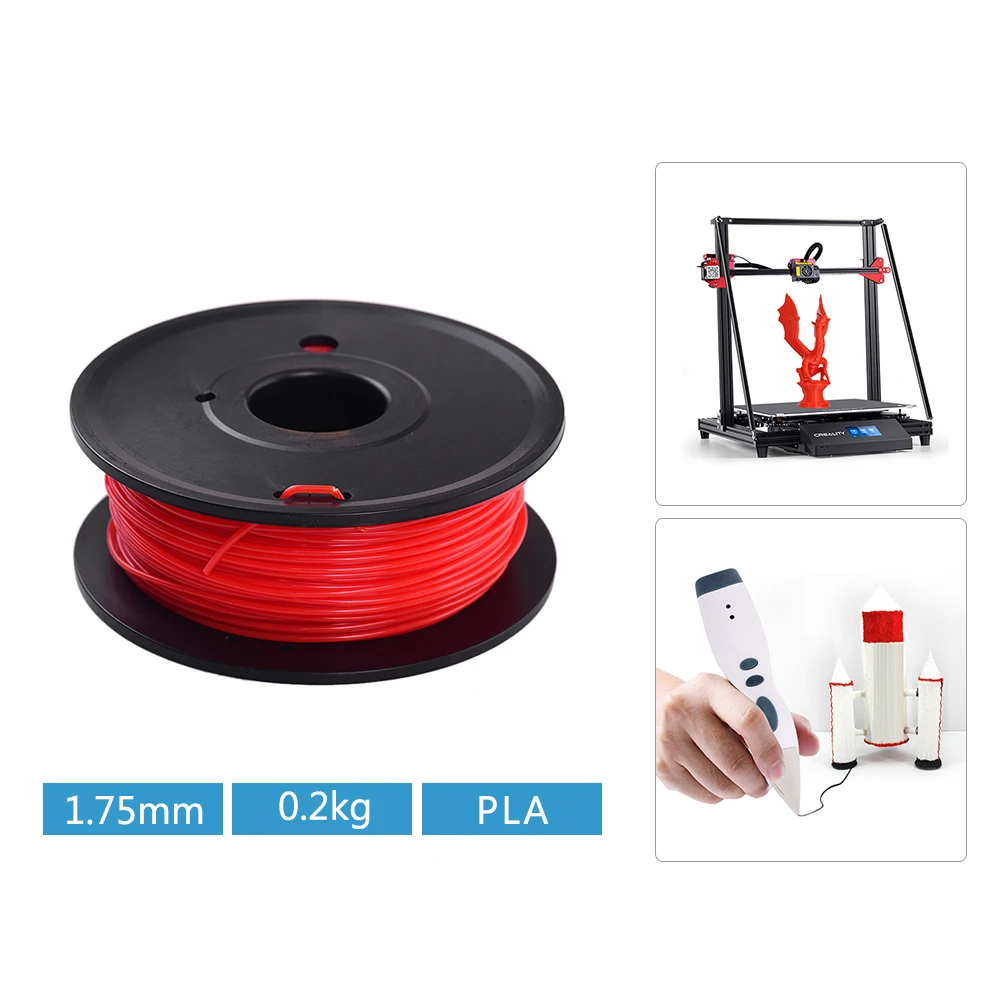 3D Printing PLA Filament 1.75mm No Clogging High Tenacity Dimensional Accuracy Filaments Consmables 200g/ Spool Pack of 4 Colors