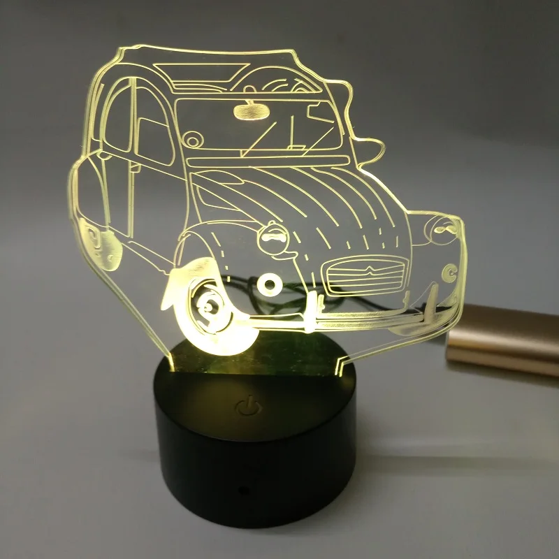 Новейший автомобильный 3d ночник 7 цветов Led рождественское освещение для детей