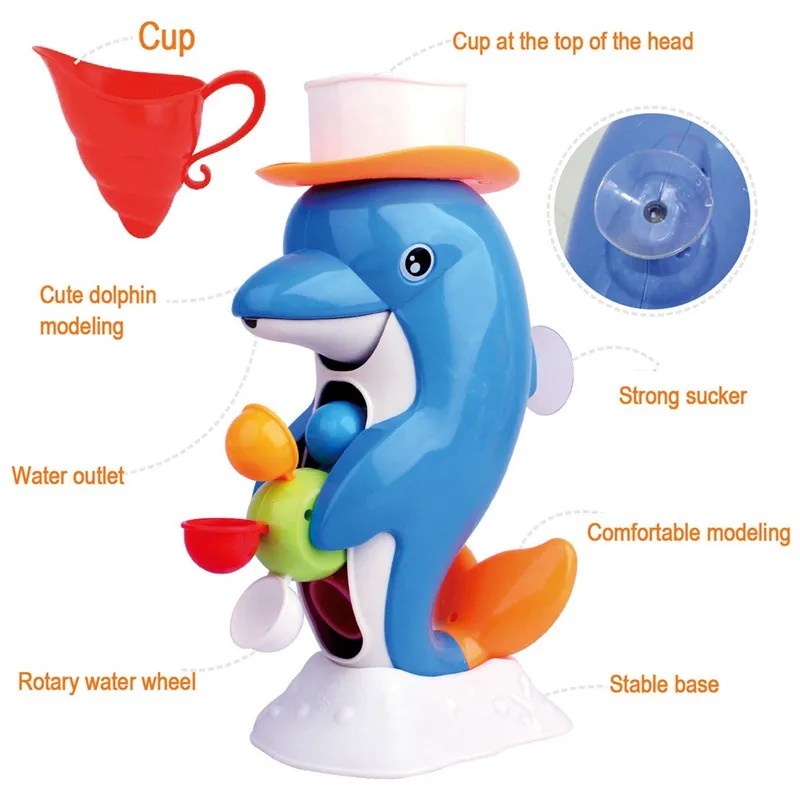 Детская игрушка для ванны с изображением дельфина, детская игрушка для купания, детский душ для ванной