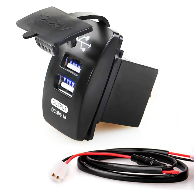 

12-24V Dual USB Car Charger 5V 3.1A Universal Auto Charger for Car Motorcycle Electric Car ATV Boat
