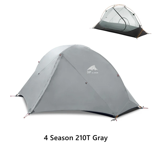 3F UL gear палатка одноместная двухслойная 15D/210T походная палатка водонепроницаемая 3 сезона 4 сезона с ковриком - Цвет: 210T 4 Season Gray