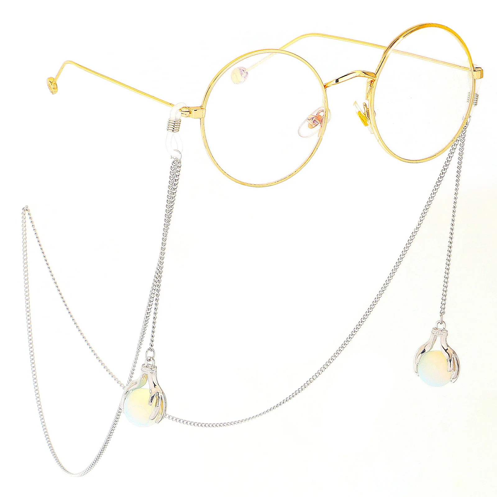 

2019 Glasses Chain Non Slip Palm Stone Pendant Luxury Fashion Women Silver Reading Glasses Eyeglasses Decoration Necklace String