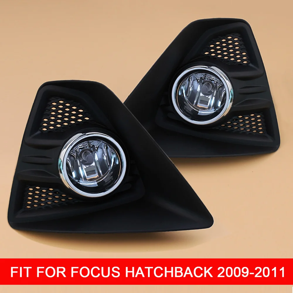 

1 Pair 12V Car Fog Lamp Assembly with Fog Light Chrome Covers and Wire Relay Switch Button for Ford Focus Hatchback 2009 2010 20